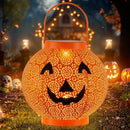 Halloween Decoration Hanging Solar Lantern Outdoor - Solar Powered Pumpkin Led Jack-O Lights, Waterproof Halloween Decor Metal Round Lantern for Yard, Patio, Pathway, Porch, Lawn, Garden, Outside by GreenHaven Gardens