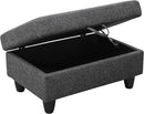 Ottoman Rectangular Storage Ottoman Bench, Flannel Footrest Stool Footstool with Lid for Living Room, Bedroom, Entryway, Black Gray, 35"x23.5"x17.5" by CozyNest Decor