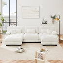 U Shaped Couch Sectional Couch, 3-Seater Cloud Couch Sectional Oversized Couch, Sofa Bed Couch with Round Bolster Armrests 5 Pillows, Modular Couch Home Sofa Living Room Couch(White) by CozyNest Decor