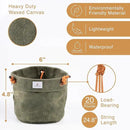 Waxed Canvas Handmade Hanging Planter for Indoor/Outdoor Plants, Hanging Basket Plant Holder Forest Green by GreenHaven Gardens