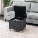 Adeco 18 Inch High Faux Fur Grey Cube Ottoman Storage, Fluffy Striped Velvet Chair Foot Stools, Small Bench Upholstered Vanity Stool with Hinged Lid, Solid Wood Legs by CozyNest Decor