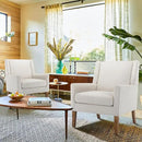 COLAMY Modern Wingback Living Room Chair Set of 2, Upholstered Fabric Accent Armchair, Single Sofa Chair with Lounge Seat and Wood Legs for Bedroom/Office/Reading Spaces, Beige by CozyNest Decor
