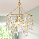 3-Lights K9 Crystal Chandeliers, Luxury Vintage Pendant Light Fixture for Dining Room, Living Room, D15*H20.4~66.8 inch (Adjustable), Clear Crystal & Gold Finish by CozyNest Decor