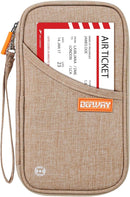 defway Passport Holder Travel Wallet - Family Passport Holder of 4, RFID Blocking Passport Wallet for Men Women, Travel Essentials for Flying (khaki) by TinyTreasures Baby Boutique