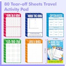 Road Trip Game Pad, 80 Tear-Off Sheets 5 Classic Games in 1 Pad, Dots & Boxes, Tic-tac-Toe, Categories, Plane Travel, Car Trip Activity, Pen Pencil & Paper Game for Kids, Adults (4” x 6”) by TinyTreasures Baby Boutique