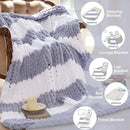 Chunky Knit Blanket - Luxury Soft Cozy 60 * 80 Throw Blanket,100% Woven Blanket Rope Knot Throw Blanket for Couch, Sofa, Home Decor, Gift - Machine Washable（White/Light Gray） by CozyNest Decor
