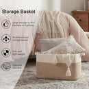 OIAHOMY 65L Blanket Basket, Cotton Rope Woven Blanket storage for Living Room, Rectangle Woven Baskets for Storage, 20''×16''×12'', Brown and White by TinyTreasures Baby Boutique