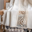Sutuo Home Boho Curtain Crochet Lace Patchwork Semi-Blackout Bohemian Handmade Tassels, Rod Pocket Window Treatment Vintage Rustic Farmhouse Drapes for Living Bedroom, 1 Panel 59" W x 72" L, Beige by CozyNest Decor