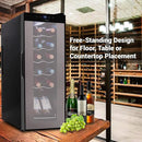 NutriChef PKCWC120 White & Red Cooler-Freestanding Countertop Compact Mini Wine Fridge Chiller Capacity, Digital Control, Glass Door, 12 Bottle-Black by CozyNest Decor