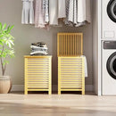 SMIBUY Double Laundry Hamper with Lid, 120L Bamboo Laundry Basket with Removable Liner Bag, 2-Section Clothes Divider Laundry Sorter for Laundry Room, Bathroom, Bedroom (Natural) by CozyNest Decor