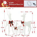 4.5FT Lighted Reindeer Family Set for Christmas Decoration, 3 Pieces Pre-Lit Iridescent Deer Xmas Decor with 200 LED Lights, 3D Glittered Standing Holiday Display for Outdoor, Indoor, White by CozyNest Decor