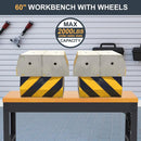 HABUTWAY Height Adjustable Workbench with Wheels 60" 2000 Lbs Capacity Solid Wood Work Station Heavy-Duty Rolling Work Tables for Garage Party Shop Office by GreenHaven Gardens