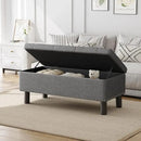 Furniliving Ottoman Bench with Storage, Folding Storage Ottoman Bench with Wood Legs, Upholstered Bedroom Bench with Button-Tufted, Entryway Bench Storage Bench for Bedroom, Linen (Darkgrey) by CozyNest Decor