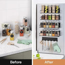 5-Pack Moveable Magnetic Spice Rack Organizer With 6 Hooks for Refrigerator, Metal Fridge Shelf, Black by CozyNest Decor
