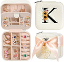 AYGXU Travel Jewelry Box for Women and Girls - Small Case With Initial A-Z - Teacher Gifts by TinyTreasures Baby Boutique