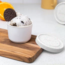 BALCI - 8oz Mini Ice Cream Containers with Silicone Lids (Set of 4) - Freezer Food Storage Containers, Reusable, LeakProof, For Homemade IceCream Containers - White with Sprinkles by TinyTreasures Baby Boutique