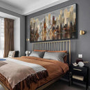 Mofutinpo Large Black Framed Cityscape New York abstract wall art Brown City Theme Paintings Modern Canvas office wall decor living room modern artwork Size 30x60 by CozyNest Decor