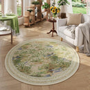 Circle Rug Impressionist-Style Vintage Round Rug 4ft Non Slip Low Pile Small Circular Rug for Bedroom Bathroom Entryway Kids Room Office College Dorm, Beige by TinyTreasures Baby Boutique