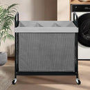STO STO Laundry Hamper 3 Section, 120L Rolling Laundry Sorter Cart with Removable and Washable Liner Bag, Rolling Clothes Hamper with Metal Handle for Laundry Room and Bedroom, Gray by CozyNest Decor