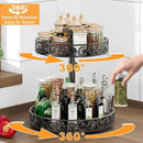 Two Tier Lazy Susan Organizer Turntable Height Adjustable, 2 Tier Lazy Susan 12 Inch Metal Easy Assembly, Spice Rack Organizer Rotating for Cabinet Dining Table Top Kitchen Countertop Black by CozyNest Decor