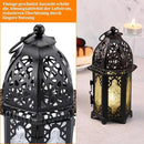 Metal Candle Holder 4PCS Transparent Glass Moroccan Style Hanging Lanterns Creative Wedding Home Tabletop Decoration Birdcage, Black by CozyNest Decor