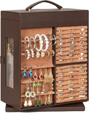 AKOZLIN 360° Rotating Jewelry Box 6-Tier Organizer Functional Jewelry Storage Case for Women Girls Ring Necklace Earring Bracelet Holder with Mirror Brown by TinyTreasures Baby Boutique