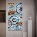 Arjun Abstract Wall Art Geometric Canvas Circle Block Painting Modern Grey Brown Picture, Large Size Simple Artwork Ready to Hang Framed for Bedroom Living Room Bathroom Home Office Wall Décor 40"x20" by CozyNest Decor