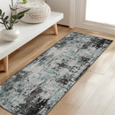 Washable Area Rugs 2'x6' Non-Slip Modern Abstract Soft for Living Room Entryway Bedroom Nursery, Print Pattern, Blue Black Teal by TinyTreasures Baby Boutique