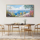 XLSJERST Extra Large Coastal Wall Art - Ocean Seascape Canvas Yellow Green Flowers Painting Landscape Sailboat Picture Artwork Modern Large Framed for Living Room Bedroom Home Office Decor by CozyNest Decor