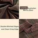 YOUR MOON 100% Pure Merino Wool Queen Size, Australian Organic Natural Wool Blanket, Hypoallergenic Wool Blanket for Bed, Medium Weight(Plaid Brown, 90 * 90) by CozyNest Decor