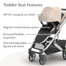 UPPAbaby Cruz V3 Stroller - from Birth + Car Seat Compatible - Full-Size, Reversible Seat - Infant Insert, Bug and Rain Shields Included - Declan (Oat Mélange/Silver Frame/Chestnut Leather) by TinyTreasures Baby Boutique