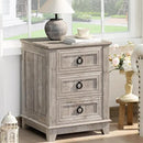 18" Farmhouse Night Stand with 3 Drawers, Wood End Table Dresser for Bedroom, Retro Oak Nightstand, Bed Side Table with Metal Handle, Bedside Cabinet for Bedroom Living Room, Closet by CozyNest Decor