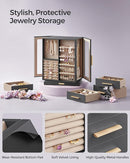 SONGMICS Jewelry Box 360° Rotating, Jewelry Storage Case with 5 Drawers, Jewelry Organizer, Glass Window, Spacious, Vertical Jewelry Storage, Open Design, Great Gift, Slate Gray UJBC170G01 by TinyTreasures Baby Boutique