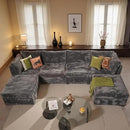 HOOOWOOO Modular Sectional Sofa,6 Pieces Sectional Couches for Living Room,131X66 L Shaped Cloud Couch with Ottoman Chaise Set(Grey Velvet Corduroy) by CozyNest Decor
