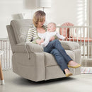 Rocking Chair Nursery Swivel Rocker Recliner with Phone Holder,Nursing Chair for Breastfeeding with Foot Rest,Beige by TinyTreasures Baby Boutique
