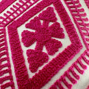 Alysheer Embroidered Decorative Throw Pillow Covers 18x18 inches Set of 2 Pieces, Boho Geometric Modern Chic Classic Pattern Cotton Cushion Cases for Sofa Couch Bed Living Room(Bright Hot Pink) by CozyNest Decor