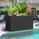 FENCY Metal Rectangular Planter Box, Large Planters for Outdoor Plants, Tall Planters for Outdoor Plants with Drainage Holes (32" L x 10" W x 16.3" H,Black) by CozyNest Decor