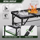 REDCAMP Small Triple fold Folding Grill Table for Outside, 3 Heights Adjustable Lightweight Portable Metal Aluminum Frame Outdoor Table for Camping Picnic Cooking BBQ, Black, 34x16 inches by GreenHaven Gardens