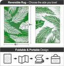 Waterproof Outdoor Rug 6x9ft, Green Leaf Reversible Plastic Straw Mat for Patio RV Deck Porch Backyard Balcony Camping Picnic Beach Indoor Outdoor Carpet, Green&White by CozyNest Decor