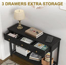 47" Console Table with 3 Drawers, Fluted Narrow Long Entryway Table with Storage Shelf, Accent Table for Entryway, Living Room, Behind Couch, Foyer, Hallway, Office by CozyNest Decor