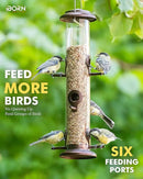 iBorn Metal Bird Feeder Hanging Wild Bird Seed Feeder for Mix Seed Blends Heavy Duty All Metal Coffee Finish,14 Inch 6 Port,Pack of 2 by CozyNest Decor