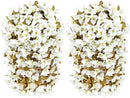 Bougainvillea Artificial Flowers Plants for Outdoors Outside Fall Autumn Decoration, 2 pcs Faux Silk Long Trailing Vines UV Resistant Look Real White Fake Flowers for Front Door Porch Planter Urn Yard by CozyNest Decor