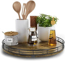 Lazy Susan Turntable Organizer for Table Top, 13’’ Round Wooden Lazy Susan for Cabinet Kitchen Countertop Pantry Dining Coffee Table for Condiments Spices, Rustic Bathroom Vanity Tray for Soap Candle by CozyNest Decor
