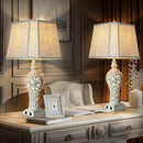 32" Tall Table Lamps Set of 2 - Bedside Lamp with Fabric Shades - for Bedroom and Living Room with USB and Nightlight - Perfect for Nightstands and Bedrooms - Bulbs Included by CozyNest Decor