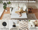 Pull Out Sofa Bed, Full Size Sleeper Sofa, 2-in-1 Convertible Corduroy Couch with USB Charging, Memory Form Couch for Living Room, Apartment and Small Space (Beige, Chenille - Full Size) by CozyNest Decor