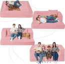 Folding Bean Bag Chair for Adults,3-in-1 Bean Bag Couch Faux Fur Floor Sofa Large Beanbag Convertible Bean Bag Sofa Bed with Pillow in Bedroom,Living Room,Apartment(Queen,Pink) by CozyNest Decor
