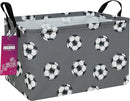 Rectangular Storage Basket Fabric Organizer Bin for Toys,Books,Clothes,Gifts,Pets-Perfect for Home,Office,Nursery,Dorm,Shelf(Rec-grey football ) by TinyTreasures Baby Boutique