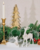 DN DECONATION 2pcs White Christmas Reindeer Statue, Indoor Reindeer Decor, Tabletop Resin Deer Figurine by CozyNest Decor