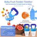 WAJIAYON Baby Fruit Feeder Pacifier - 6 Pack | 2 Infant Food Pacifier & 2 Baby Food Dispensing Spoon | Fresh Fruit Teethers for Babies | Silicone Feeder Babies,Infant Teething Feeders (Blue) by TinyTreasures Baby Boutique