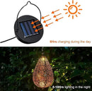 MAGGIFT 2 Pack Solar Hanging Lights, Solar Powered Decorative Retro Lantern with Handle, Warm White LED Christmas Garden Boho Flower Lights, Metal Drop Shape Waterproof Outdoor Yard Tree Fence Patio by GreenHaven Gardens